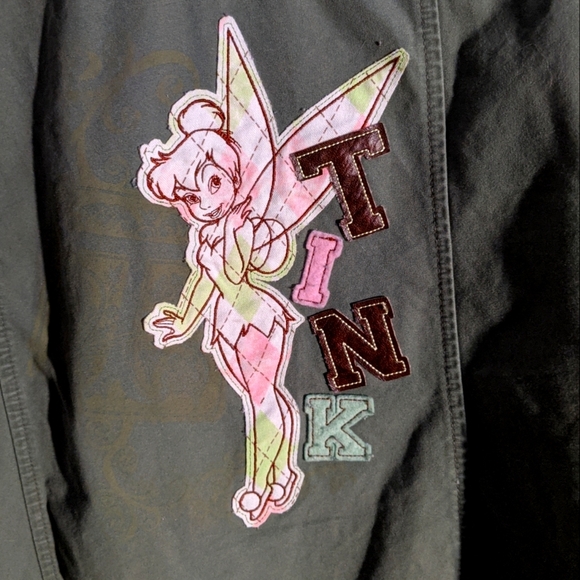 Disney Resort Tinkerbell Utility Jacket Coat Women's Sz M Army Green Distressed - Picture 3 of 9